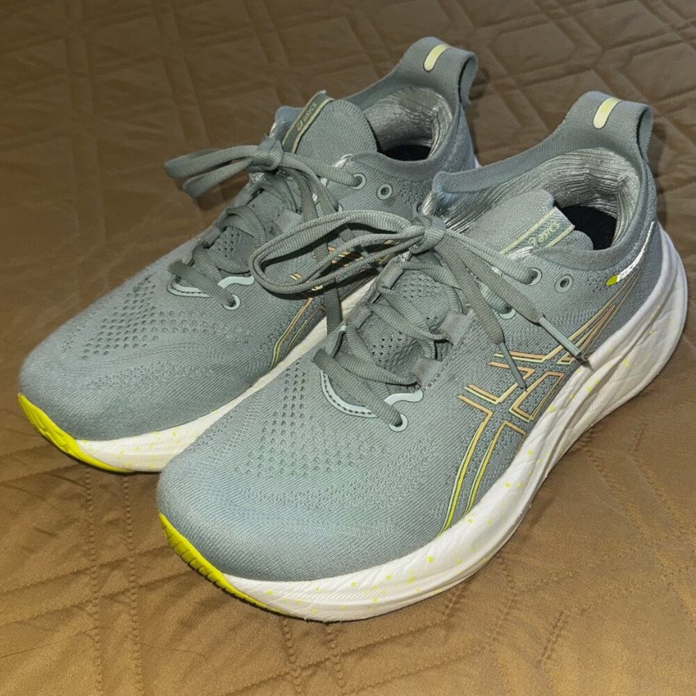 Asics Gel Nimbus 26 Womens Sneakers Running 7.5 Max Cushion Green Celadon Yellow
